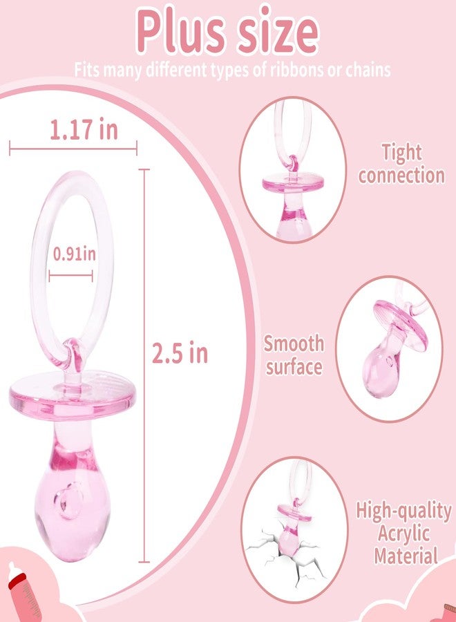 ZYFLSQ 36 Pieces Acrylic Pacifiers for Baby Shower Games Girl, 2.5'' Baby Shower Pacifiers, Bulk Pacifier for Hunt Games, Gender Reveal Table Scatter, Party Favors Decoration(Pink) - Image 2